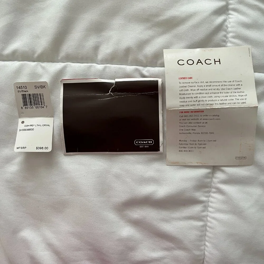 Coach Peyton Large Black Leather Shoulder Bag 14510 - Picture 13 of 14